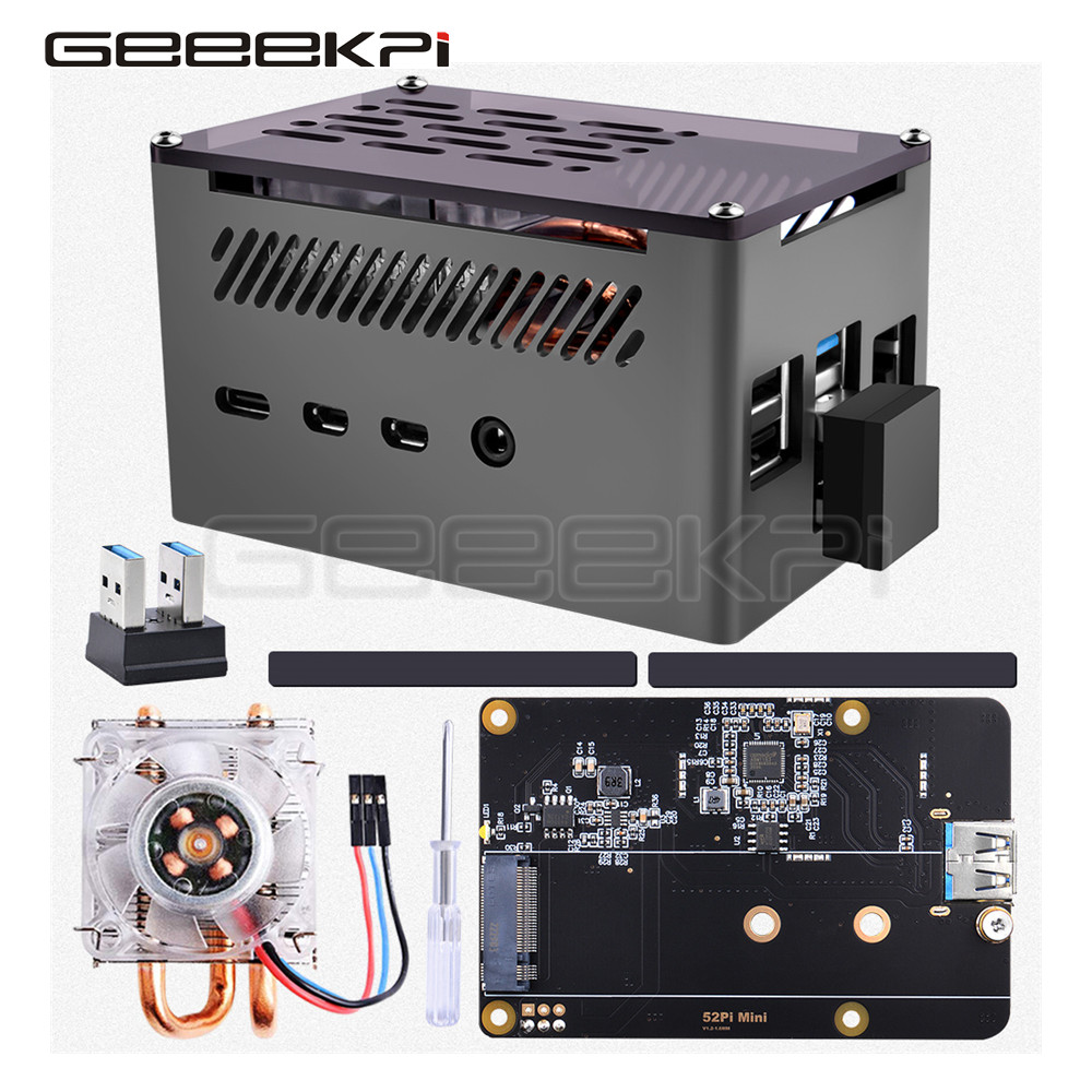 Argon One V3 M.2 Nvme Case - GeeekPi 알루미늄 브릭 케이스 블랙 쉘(M.2